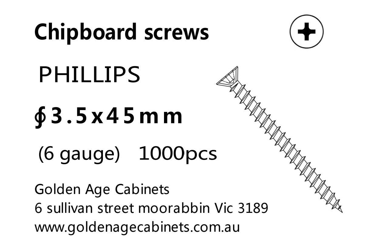 Phillips Chipboard Screws 3.5 x 45mm 1000pcs