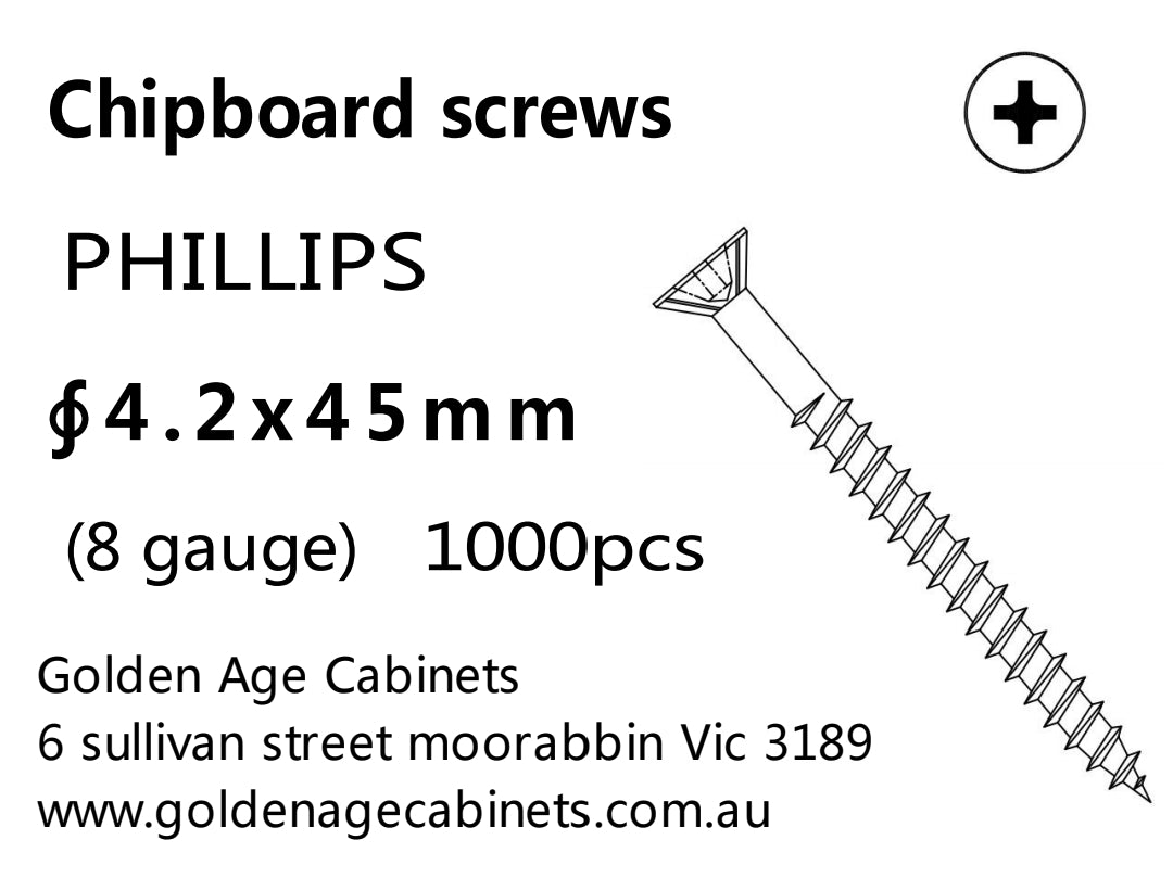 Phillips Chipboard Screws 4.2 x 45mm 1000pcs