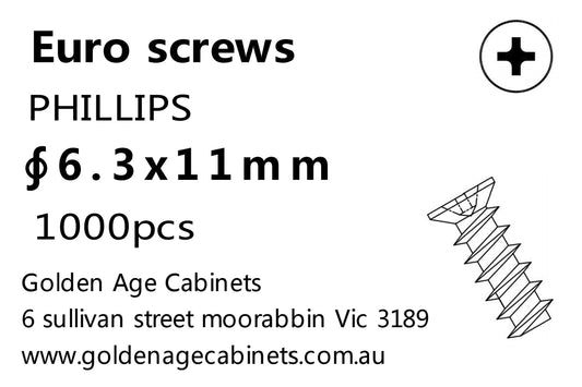 Phillips Euro Screws 6.3 x 11mm 1000pcs