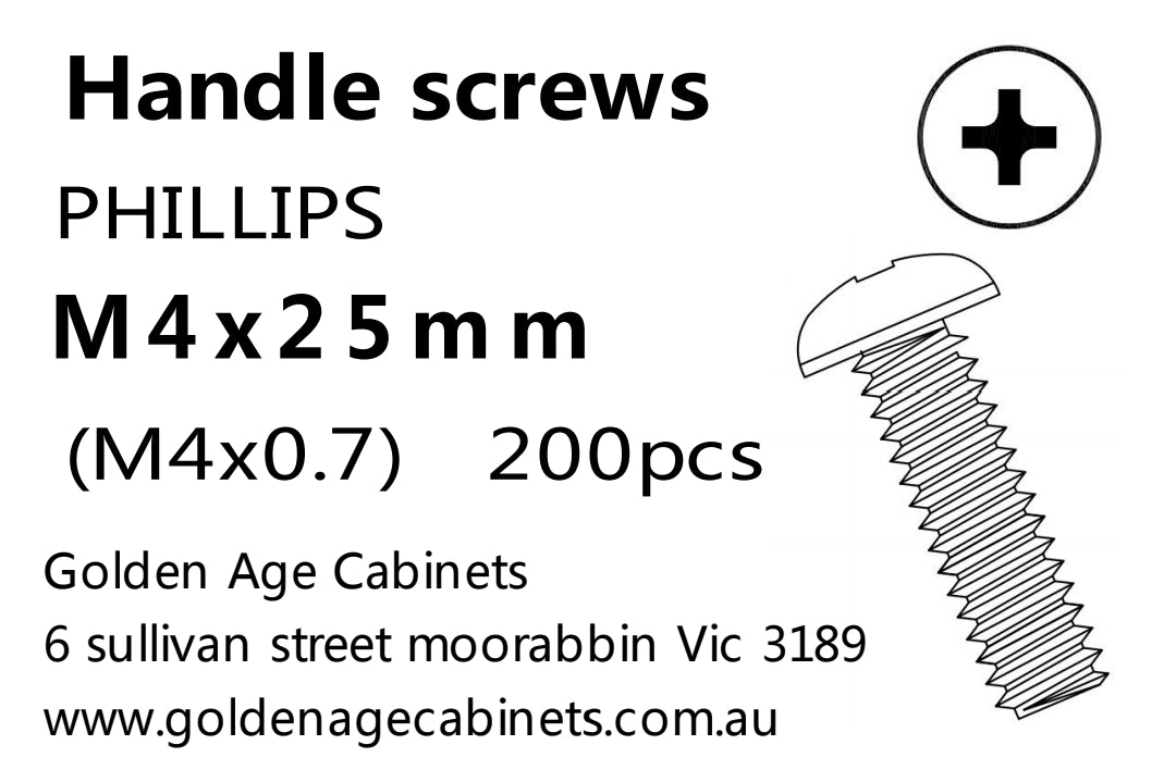 Phillips Handle Screws M4 x 25 mm 200pcs