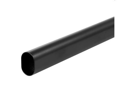 Black Oval rod / hanging rail, Aluminium, Smooth - 15 x 30 x 3000mm