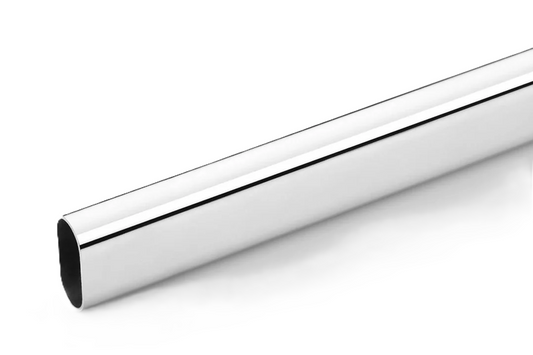 Silver Oval rod / hanging rail, Aluminium, Smooth - 15 x 30 x 3000mm